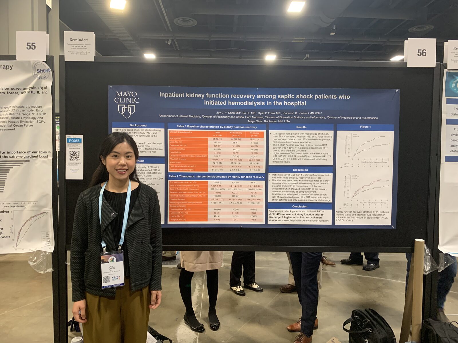 Dr. Joy Chen presenting kidney research at a Mayo Clinic poster session during ASN Kidney Week